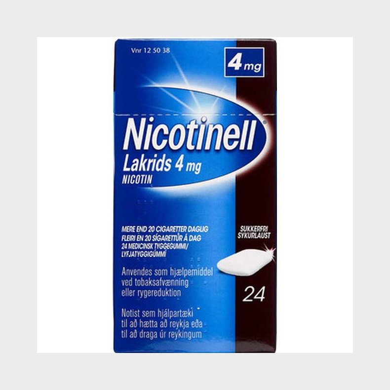 Nicotinell Lakrids nikotintyggegummi 4 mg, 24 stk  Obs kort holdbarhed 4/2024