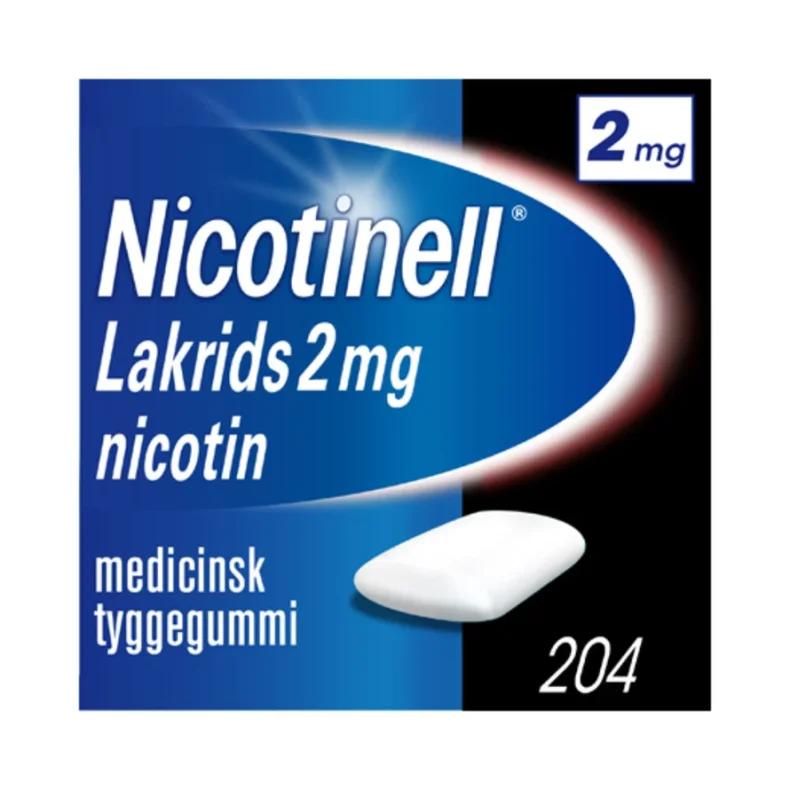 Nicotinell Lakrids nikotintyggegummi 2 mg, 204 stk  Obs kort holdbarhed 7/2024